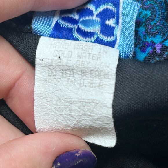 Y2K Vintage Dress Paisley Blue Purple Bodycon Ruffle Hem Retro Jewel Tone Small - Picture 6 of 12